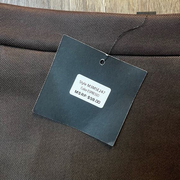 Andrew Marc NY Women’s XS Wrap Slit Gold Chain Embellished Chocolate Brown Skirt - Picture 3 of 6